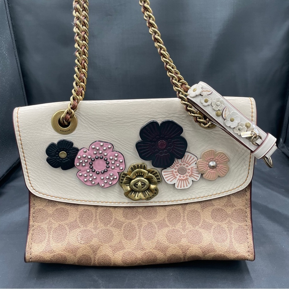 Coach Parker Color block Signature Pebbled leather with Tea Rose appliqué - Picture 6 of 15